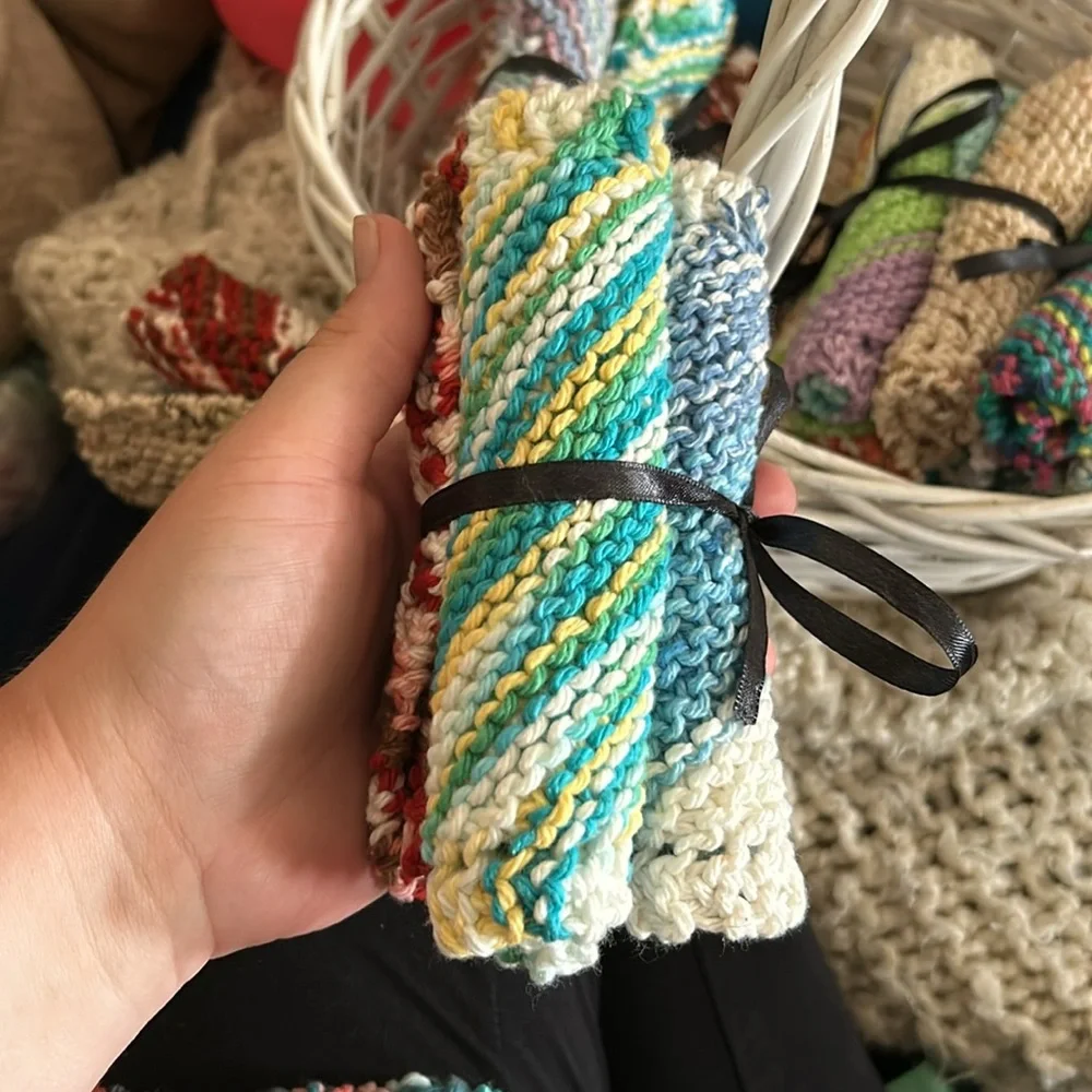 Hand made face cloths bundles of three.